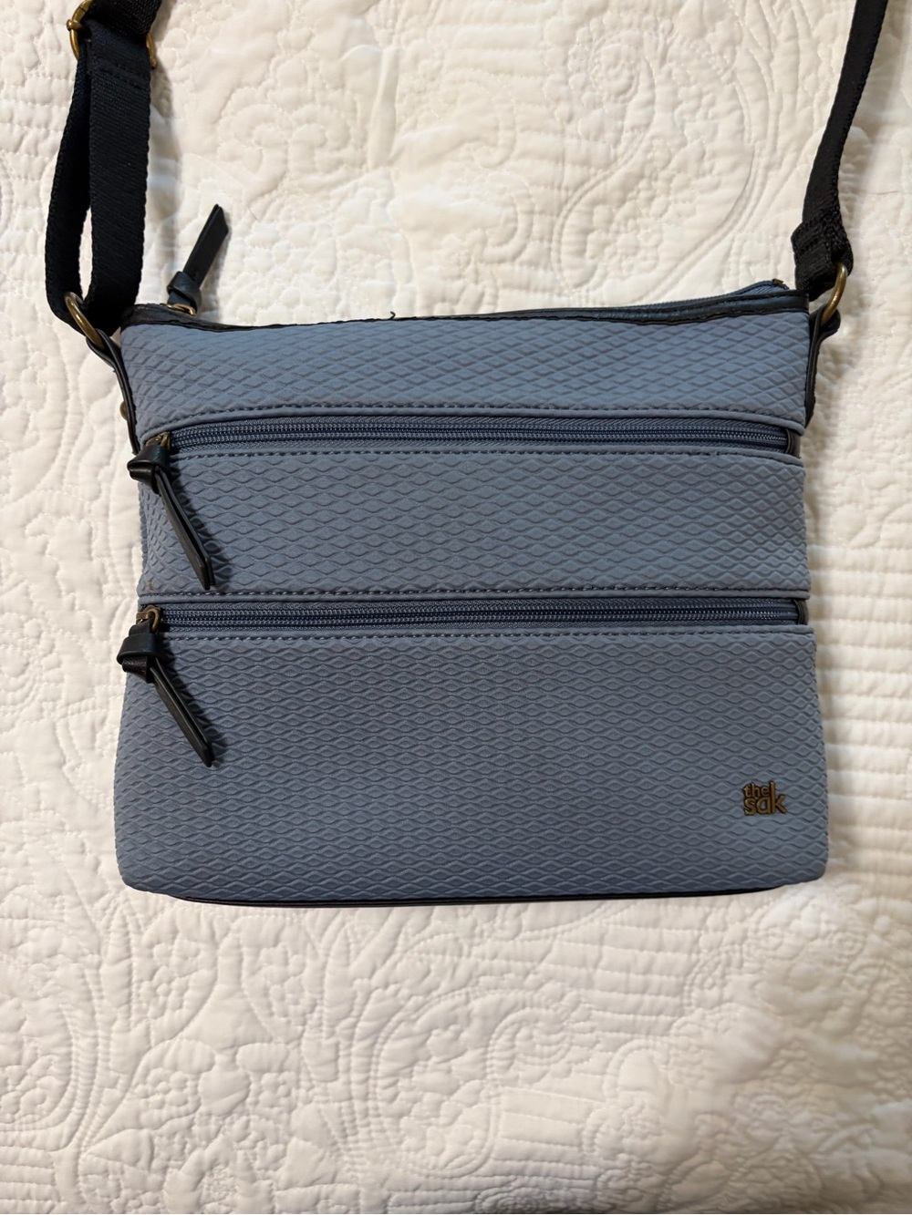 The Sak Slate Blue Quilted Crossbody Bag